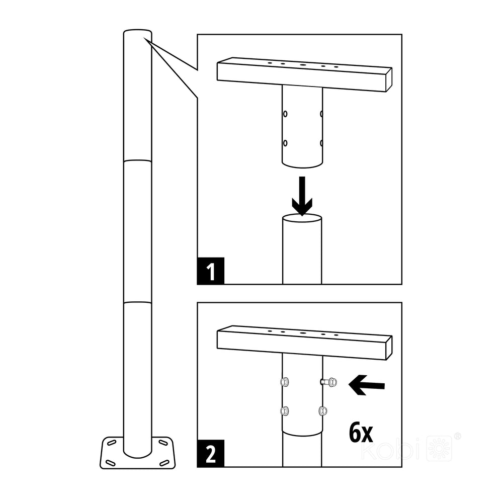 Mounting bracket BASE TP SV 360mm Fi 60mm black Kobi