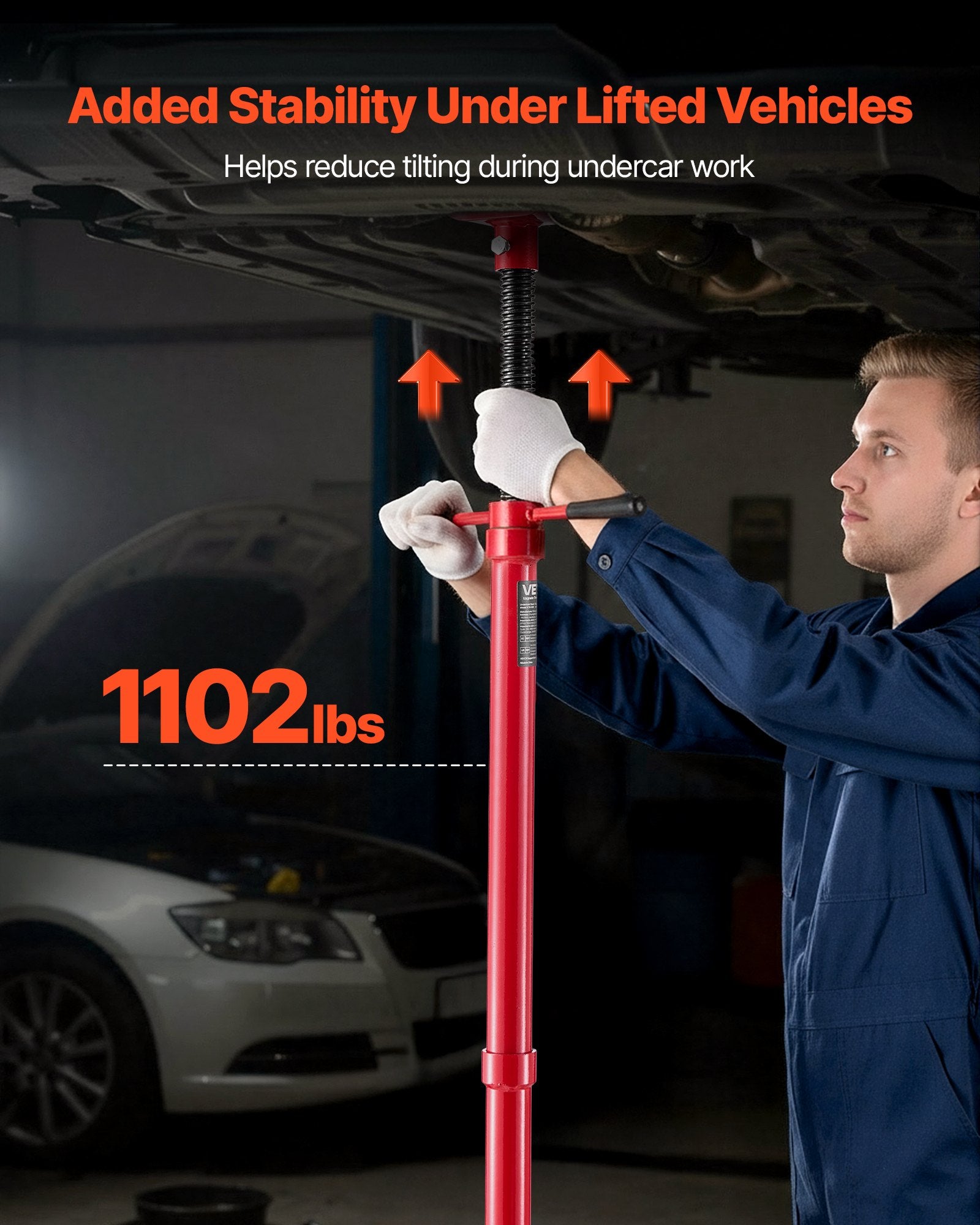 VEVOR Underhoist Support Stand, 1/2 Ton Capacity Under Hoist Jack Stand, Lifting from 1372 to 2130 mm, Bearing Mounted Spin Handle, Self-Locking Threaded Screw, Stable Base, Support Vehicle Components