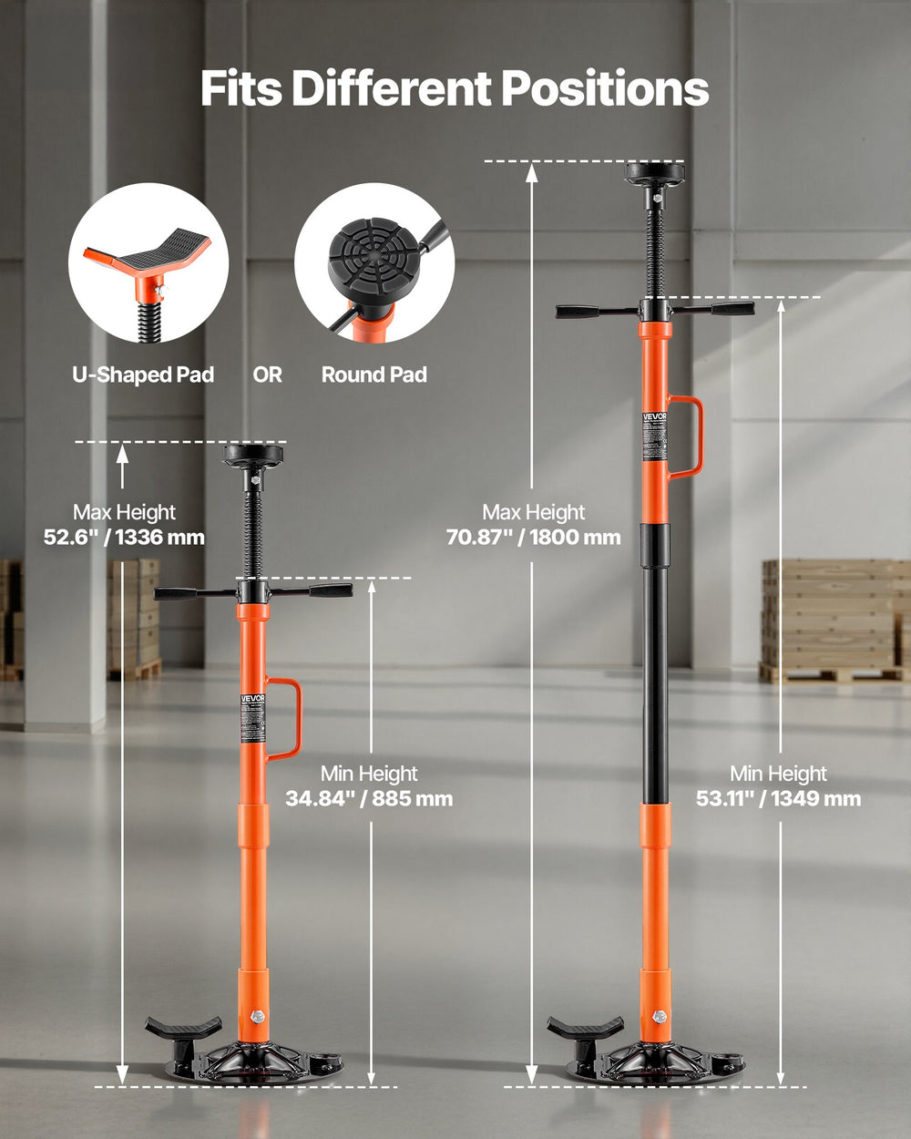 VEVOR Underhoist Support Stand, 1 Ton Capacity Under Hoist Jack Stand with Handle, Adjustable Height, Bearing Mounted Spin Handle, Self-Locking Threaded Screw, Stable Base, Support Vehicle Components