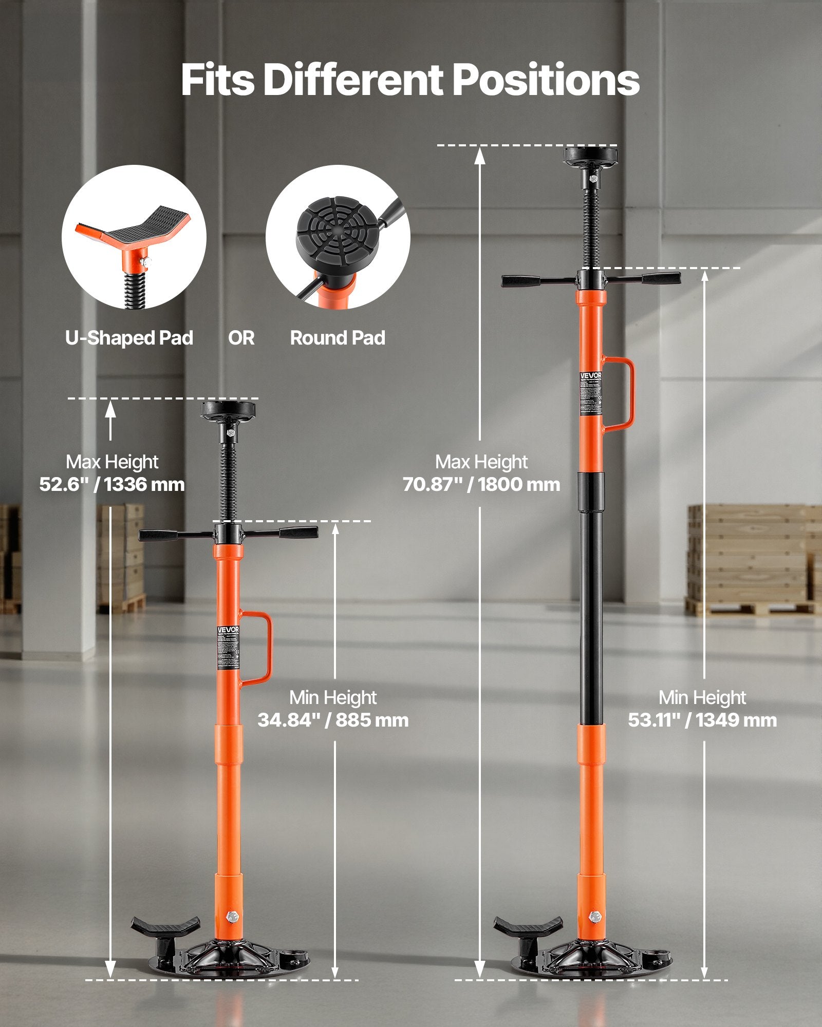 VEVOR Underhoist Support Stand, 1 Ton Capacity Under Hoist Jack Stand with Handle, Adjustable Height, Bearing Mounted Spin Handle, Self-Locking Threaded Screw, Stable Base, Support Vehicle Components