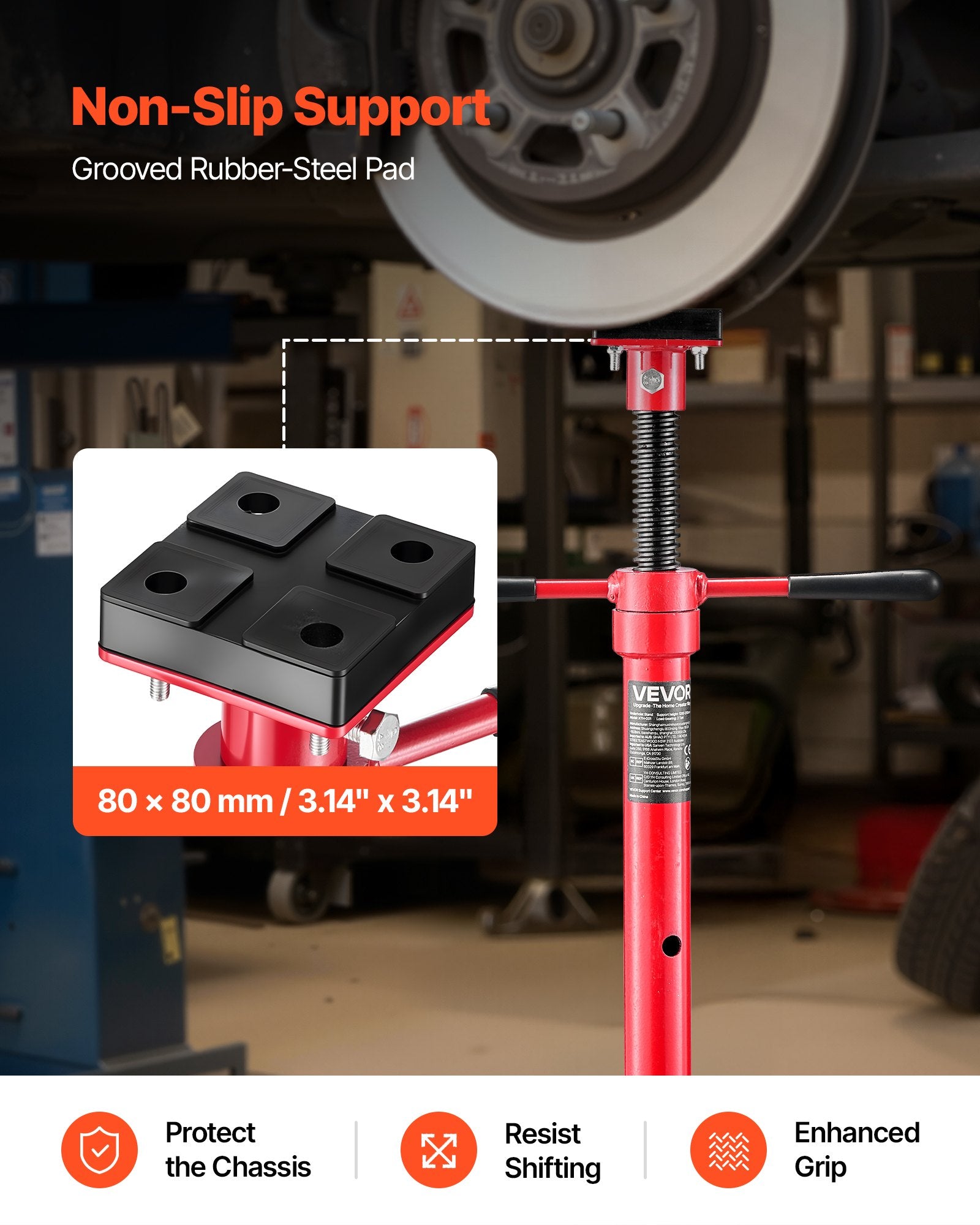 VEVOR Under Hoist Tripod Stand, 2 Ton Capacity High Lift Jack Stand Reach Underhoist Support, Lifting from 1200 mm to 2150 mm, 4-Level Adjustable Height, Heavy Duty Carbon Steel for Car Lift & Support