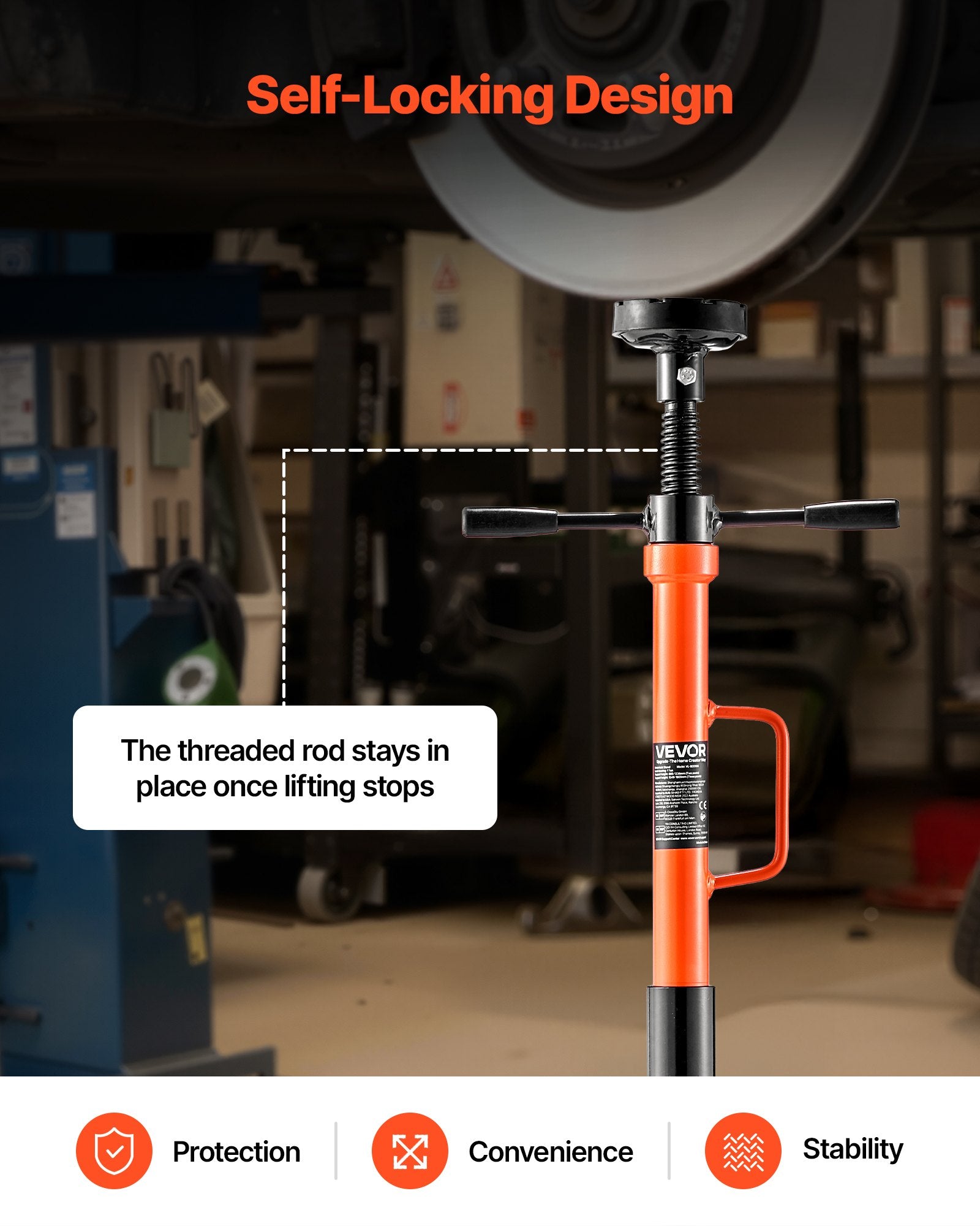 VEVOR Underhoist Support Stand, 1 Ton Capacity Under Hoist Jack Stand with Handle, Adjustable Height, Bearing Mounted Spin Handle, Self-Locking Threaded Screw, Stable Base, Support Vehicle Components