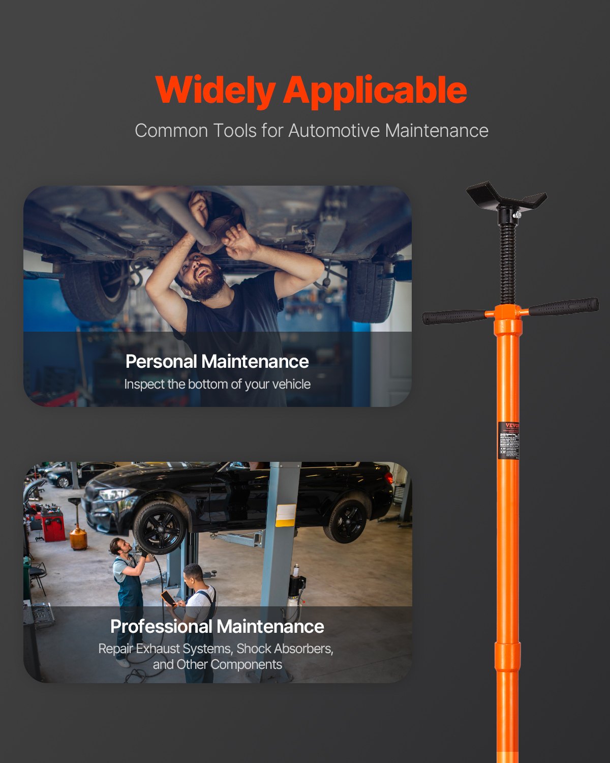VEVOR Underhoist Support Stand, 3/4 Ton Capacity Under Hoist Jack Stand, Lifting from 52.8 to 76 in, Self-Locking Threaded Screw, Bearing Mounted Spin Handle Pole Jack, Support Vehicle Components