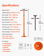 VEVOR Underhoist Support Stand, 3/4 Ton Capacity Under Hoist Jack Stand, Lifting from 52.8 to 76 in, Self-Locking Threaded Screw, Bearing Mounted Spin Handle Pole Jack, Support Vehicle Components