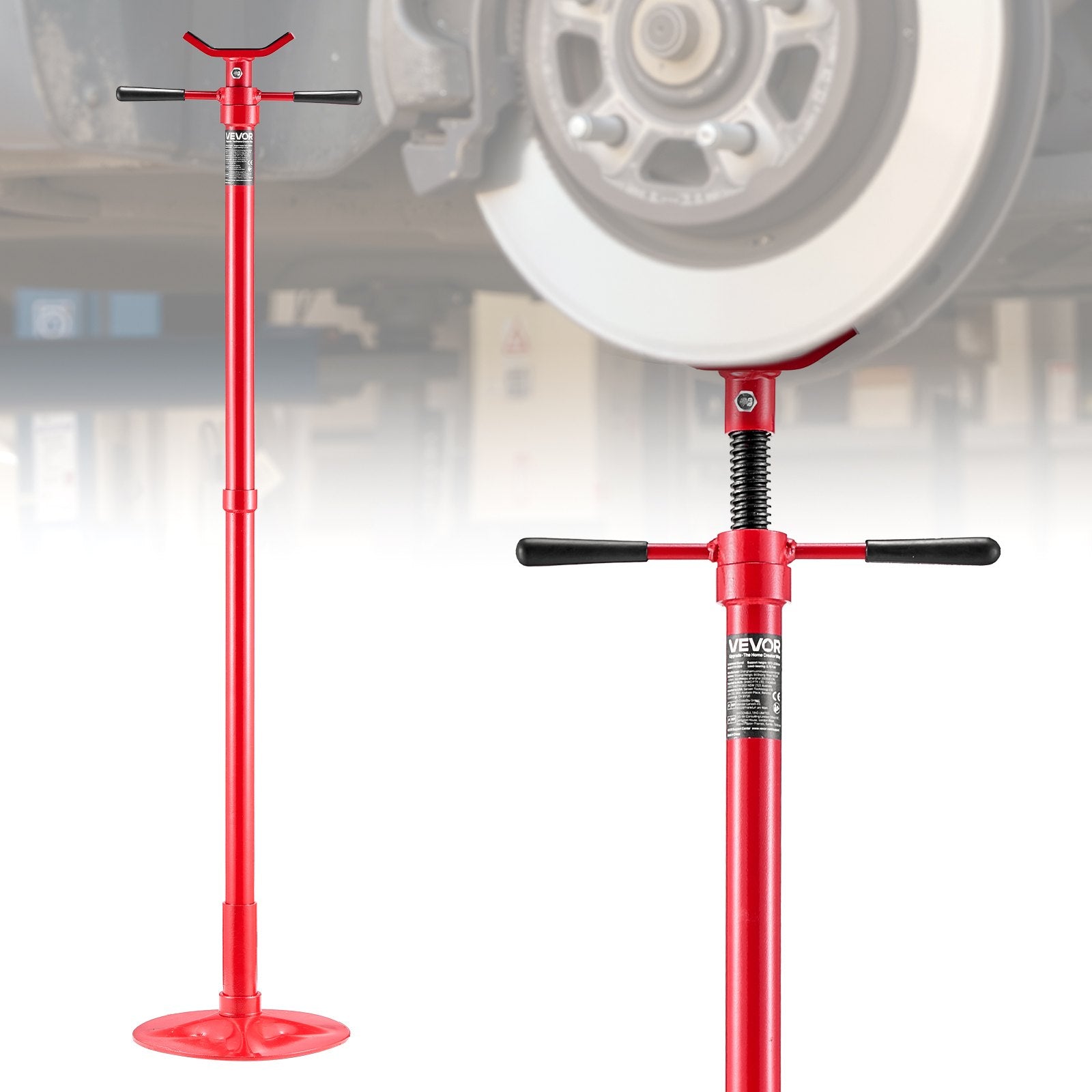 VEVOR Underhoist Support Stand, 3/4 Ton Capacity Under Hoist Jack Stand, Lifting from 1372 to 2130 mm, Bearing Mounted Spin Handle, Self-Locking Threaded Screw, Stable Base, Support Vehicle Components