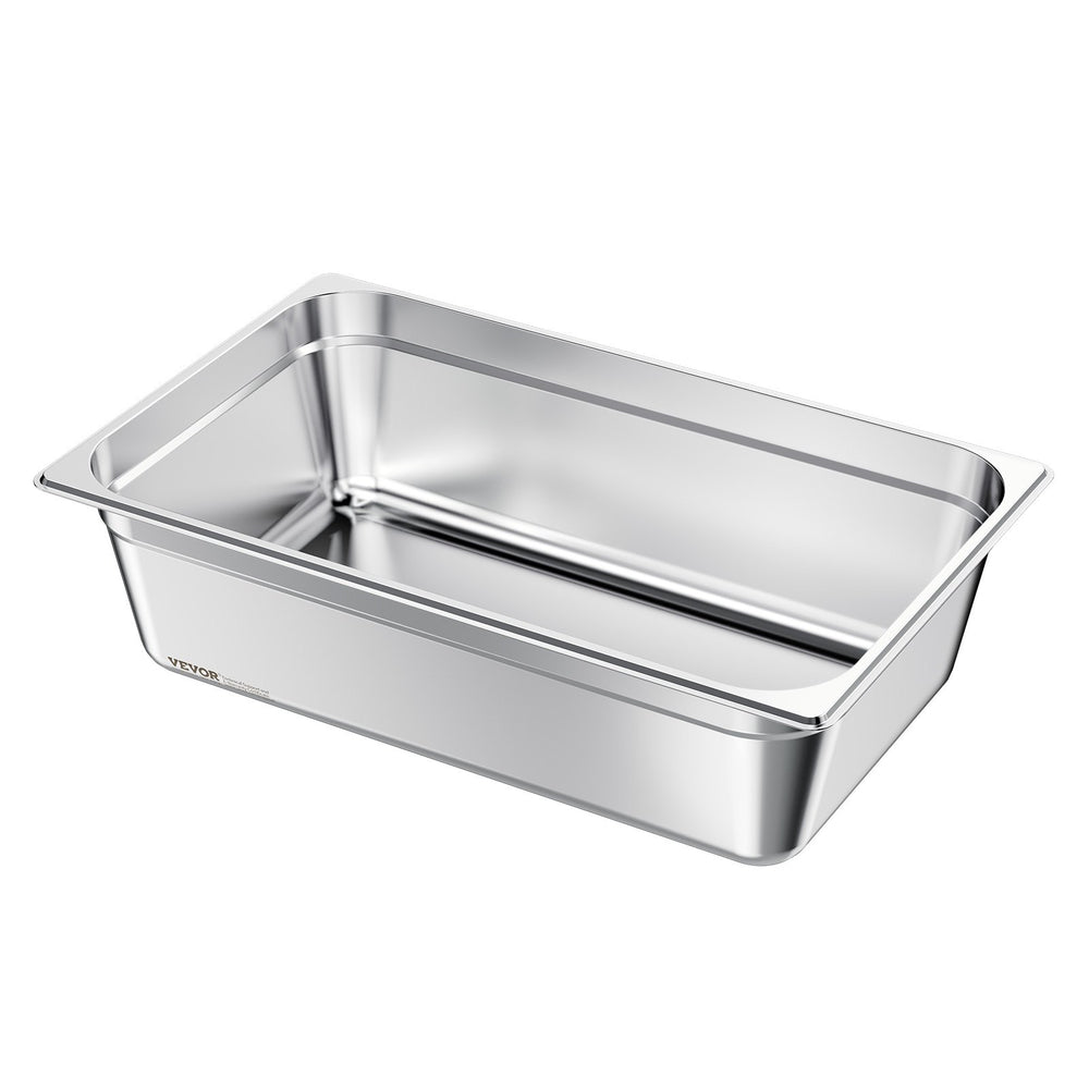 VEVOR Stainless Steam Hotel Pan, Full Size x 145mm Deep, 20.5L Table Steam Pan, Anti Jam Restaurant Supplies Reusable Rustproof Catering Storage for Home, Party, Restaurant, Hotel, Buffet, 1 Pack