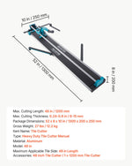 VEVOR 1200MM Tile Cutter, High Precision Manual Ceramic Floor Tiles Tile Cutter, 48 Inch Cutting Machine for Precision Cutting
