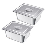 VEVOR Stainless Steam Hotel Pans with Lids, 1/2 Size x 148mm Deep, 9 L Table Steam Pans, Anti Jam Restaurant Supplies Reusable Catering Storage for Home, Party, Restaurant, Hotel, Buffet, 2 Pack