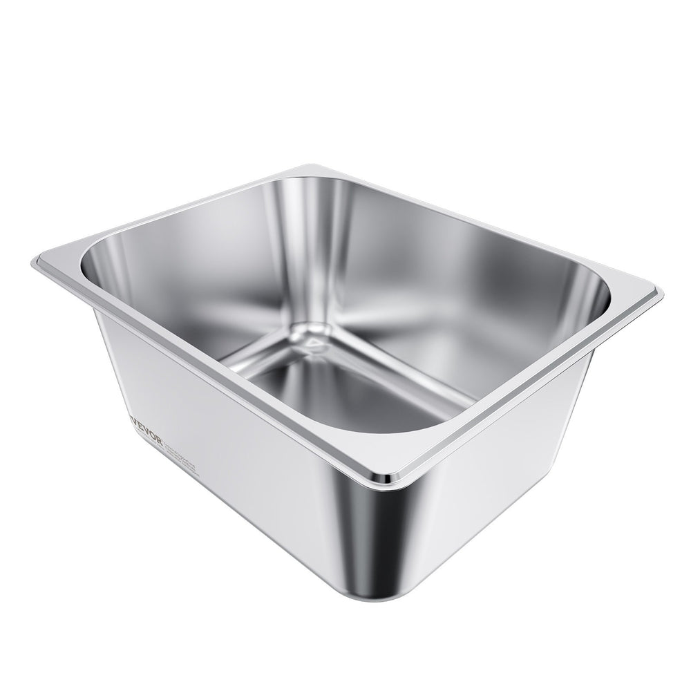 VEVOR Stainless Steam Hotel Pans with Lids, 1/2 Size x 148mm Deep, 9 L Table Steam Pans, Anti Jam Restaurant Supplies Reusable Catering Storage for Home, Party, Restaurant, Hotel, Buffet, 2 Pack