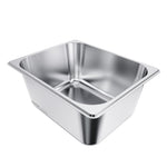 VEVOR Stainless Steam Hotel Pans with Lids, 1/2 Size x 148mm Deep, 9 L Table Steam Pans, Anti Jam Restaurant Supplies Reusable Catering Storage for Home, Party, Restaurant, Hotel, Buffet, 2 Pack