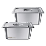 VEVOR Stainless Steam Hotel Pans with Lids, 1/2 Size x 148mm Deep, 9 L Table Steam Pans, Anti Jam Restaurant Supplies Reusable Catering Storage for Home, Party, Restaurant, Hotel, Buffet, 2 Pack