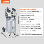 VEVOR 49.2 L Air Compressor 2HP 4 SCFM@90PSI Oil Free Air Compressor 116PSI