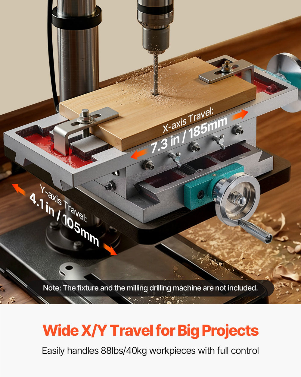 VEVOR Milling Table 17.7×6.7Inch (450 x 170 mm) Compound Slide Milling Table 30KG Multifunction Worktable Cross Milling Machine Compound 2 Axis 4 Ways for All Drill Stands Bench Drilling Milling Machine