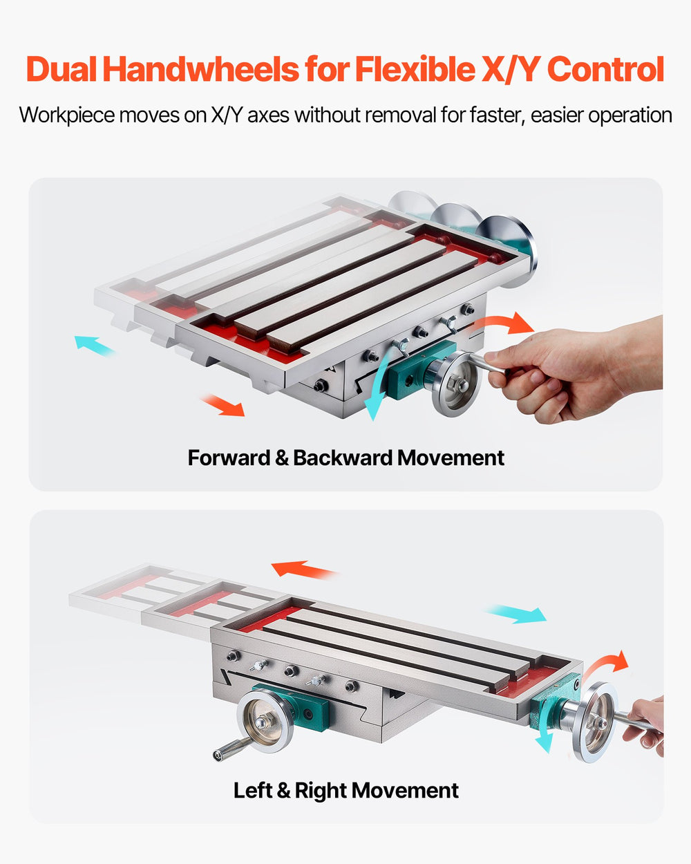 VEVOR Milling Table 17.7×6.7Inch (450 x 170 mm) Compound Slide Milling Table 30KG Multifunction Worktable Cross Milling Machine Compound 2 Axis 4 Ways for All Drill Stands Bench Drilling Milling Machine