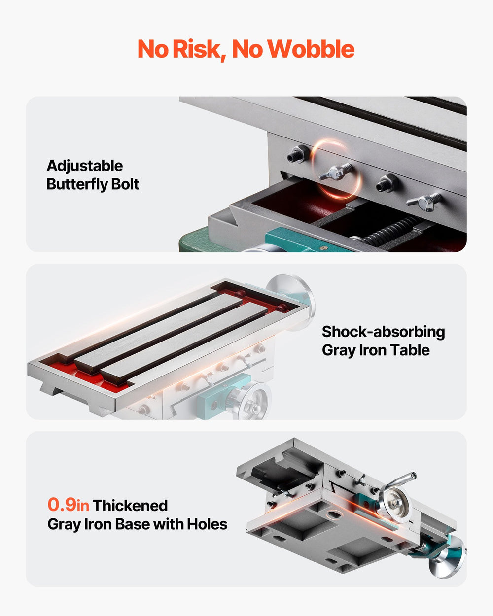 VEVOR Milling Table 17.7×6.7Inch (450 x 170 mm) Compound Slide Milling Table 30KG Multifunction Worktable Cross Milling Machine Compound 2 Axis 4 Ways for All Drill Stands Bench Drilling Milling Machine