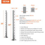 VEVOR Cable Railing Post 36x2x2in/91.4x5.1x5.1 cm Horizontal Hole Deck Railing Post Silver 1Pack
