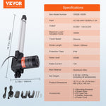 VEVOR 24V Linear Actuator Kit 25.4 cm 2.5 cm/s 99.8 kg/1000N with IP44 Protection