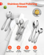 VEVOR 45-Piece Silverware Set, Food-Grade Stainless Steel Flatware Utensils, Mirror Finished Cutlery Set, Dishwasher Safe Eating Tableware for Kitchen Home, Service for 8, Include Knife Fork Spoon