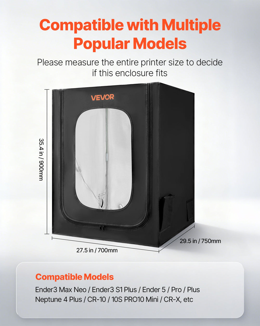 VEVOR 3D Printer Enclosure, Dustproof Waterproof Large Oxford Cloth 3D Printer Tent, Constant Temperature Protective Case with LED Lighting, Compatible with Creality/ELEGOO/Anycubic Popular Models