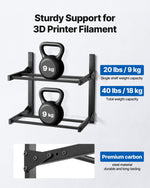 VEVOR Wall Mount Printer Filament Storage Rack, 2-Tier Wall Bracket Storage Shelf, Rolling Filament Spool Holders Racks with Wheels, Filaments Organzied for 3D Printing Studio, Workshop (Shelf Only)