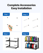 VEVOR Wall Mount Printer Filament Storage Rack, 2-Tier Wall Bracket Storage Shelf, Rolling Filament Spool Holders Racks with Wheels, Filaments Organzied for 3D Printing Studio, Workshop (Shelf Only)