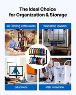 VEVOR Wall Mount Printer Filament Storage Rack, 2-Tier Wall Bracket Storage Shelf, Rolling Filament Spool Holders Racks with Wheels, Filaments Organzied for 3D Printing Studio, Workshop (Shelf Only)