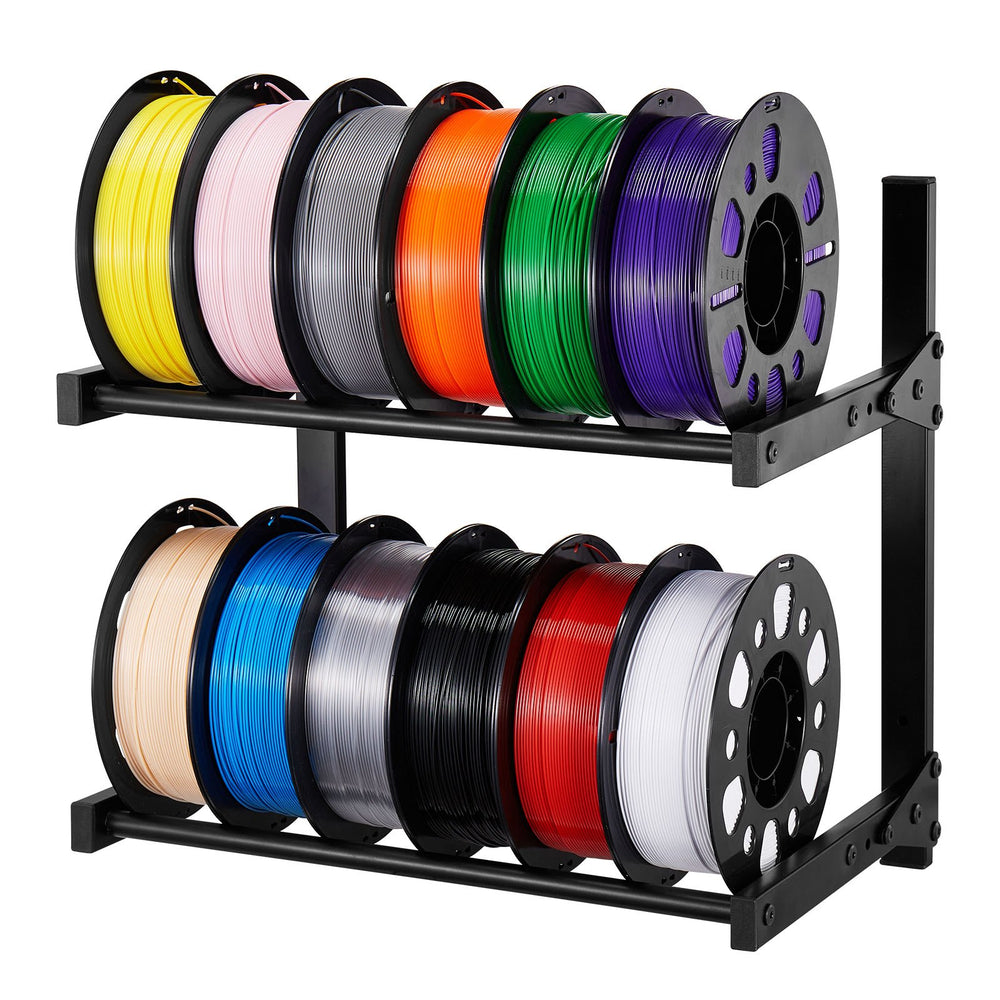VEVOR Wall Mount Printer Filament Storage Rack, 2-Tier Wall Bracket Storage Shelf, Rolling Filament Spool Holders Racks with Wheels, Filaments Organzied for 3D Printing Studio, Workshop (Shelf Only)