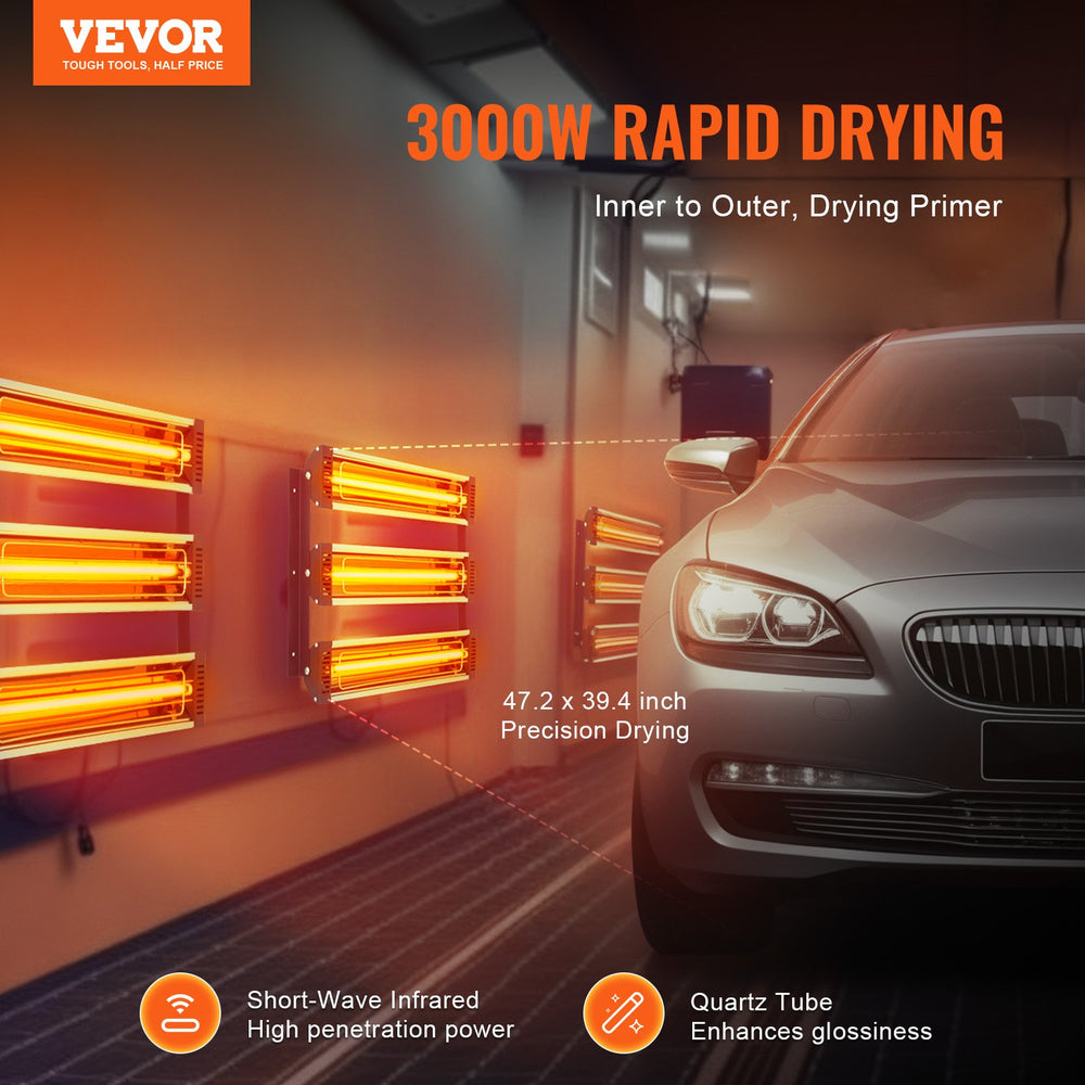 VEVOR 3x Paint Dryer Radiator Infrared Heater Infrared Lamp 3kW