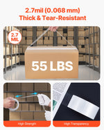 VEVOR Clear Packing Tape, 3 inches Core, 6 Rolls 1.88 Inches x 65 Yards Packing Tape with Dispenser, 2.7 Mil Heavy Duty Packaging Tape Designed for Moving, Storage and Packing, Shipping and Mailing