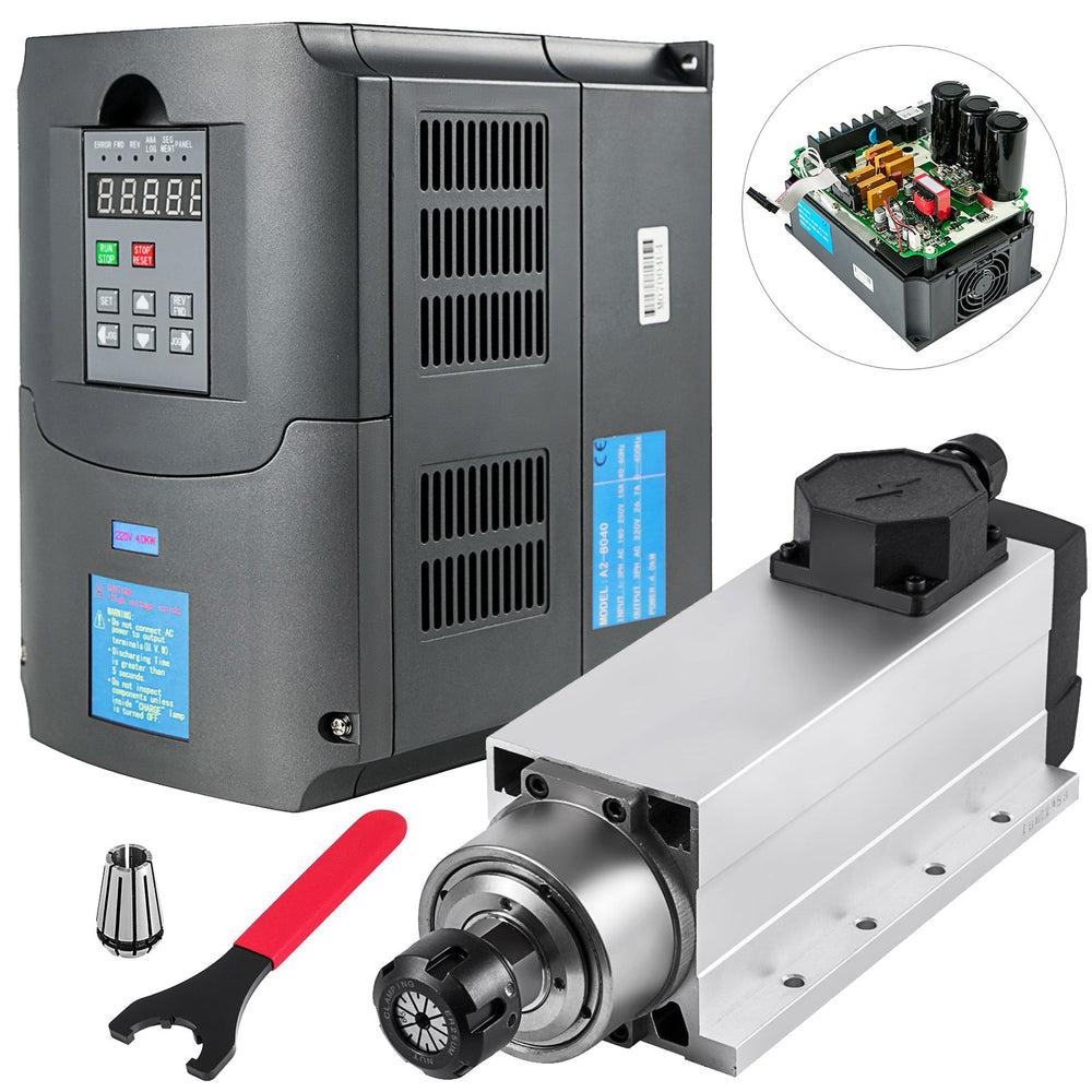 VEVOR 4KW ER25 Air Cooled Spindle Motor with 4KW Variable Frequency Drive Inverter VFD Spindle Motor Kit