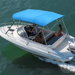 VEVOR 4 Bow Boat Bimini Tops, 600D Polyester Canopy with Aluminum Alloy Frame, Waterproof & Sun Shade Boat Awning Canopy with Storage Bag, 2 Support Poles, 4 Straps, 96"Lx(85"-90")Wx54"H, Pacific Blue