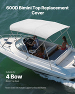 VEVOR 4 Bow Boat Bimini Tops, 600D Polyester Canopy, Waterproof & Sun Protection Boat Awning Canopy with Storage Bag, Bimini Top Replacement, 96"Lx(97"-103")W, Light Grey (Support Frame Not Included)