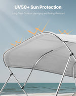 VEVOR 4 Bow Boat Bimini Tops, 600D Polyester Canopy, Waterproof & Sun Protection Boat Awning Canopy with Storage Bag, Bimini Top Replacement, 96"Lx(97"-103")W, Light Grey (Support Frame Not Included)