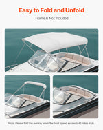 VEVOR 4 Bow Boat Bimini Tops, 600D Polyester Canopy, Waterproof & Sun Protection Boat Awning Canopy with Storage Bag, Bimini Top Replacement, 96"Lx(97"-103")W, Light Grey (Support Frame Not Included)