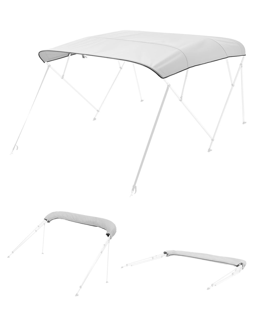 VEVOR 4 Bow Boat Bimini Tops, 600D Polyester Canopy, Waterproof & Sun Protection Boat Awning Canopy with Storage Bag, Bimini Top Replacement, 96"Lx(97"-103")W, Light Grey (Support Frame Not Included)