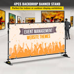 VEVOR 2.44m Display Backdrop Banner Stand Adjustable Telescopic Lightweight Trade Show Wall Exhibitor x 4 PACK