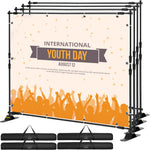VEVOR 2.44m Display Backdrop Banner Stand Adjustable Telescopic Lightweight Trade Show Wall Exhibitor x 4 PACK