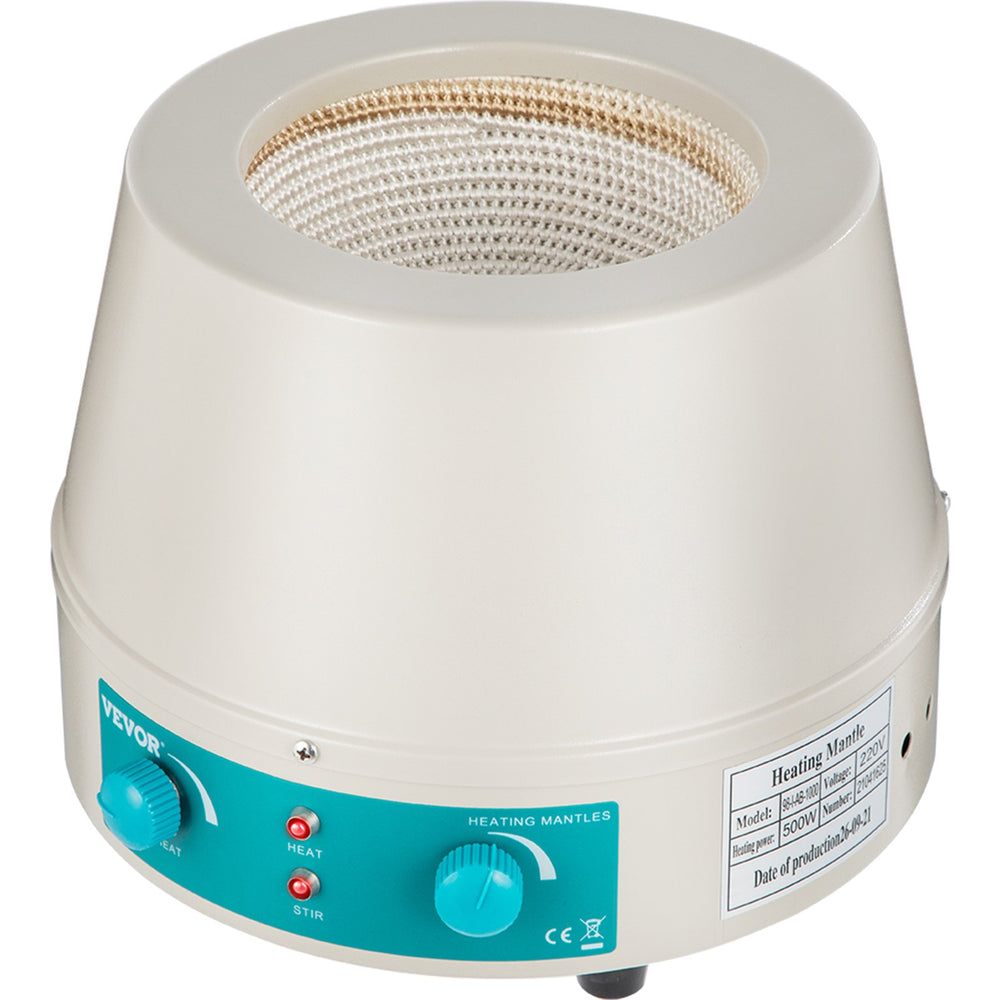 VEVOR 500ml Magnetic Stirrer Heating Mantle 250W Heating Mantle Stirrer Digital Display for Round Bottom Flask