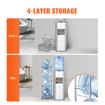 VEVOR 4 Tiers Water Jug Holder, 5 Gallon Water Bottle Holder, Single Row Water Bottle Rack for 4 Bottles, Heavy Duty Water Jug Rack for Kitchen, Office, Living Room, Silver