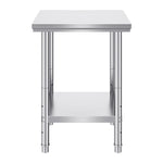 VEVOR Stainless Steel Prep Table, 24 x 24 x 31 Inch, 700 lbs Load Capacity, Heavy Duty Metal Worktable with 3 Adjustable Height Levels, Commercial Workstation for Kitchen Garage Restaurant Backyard