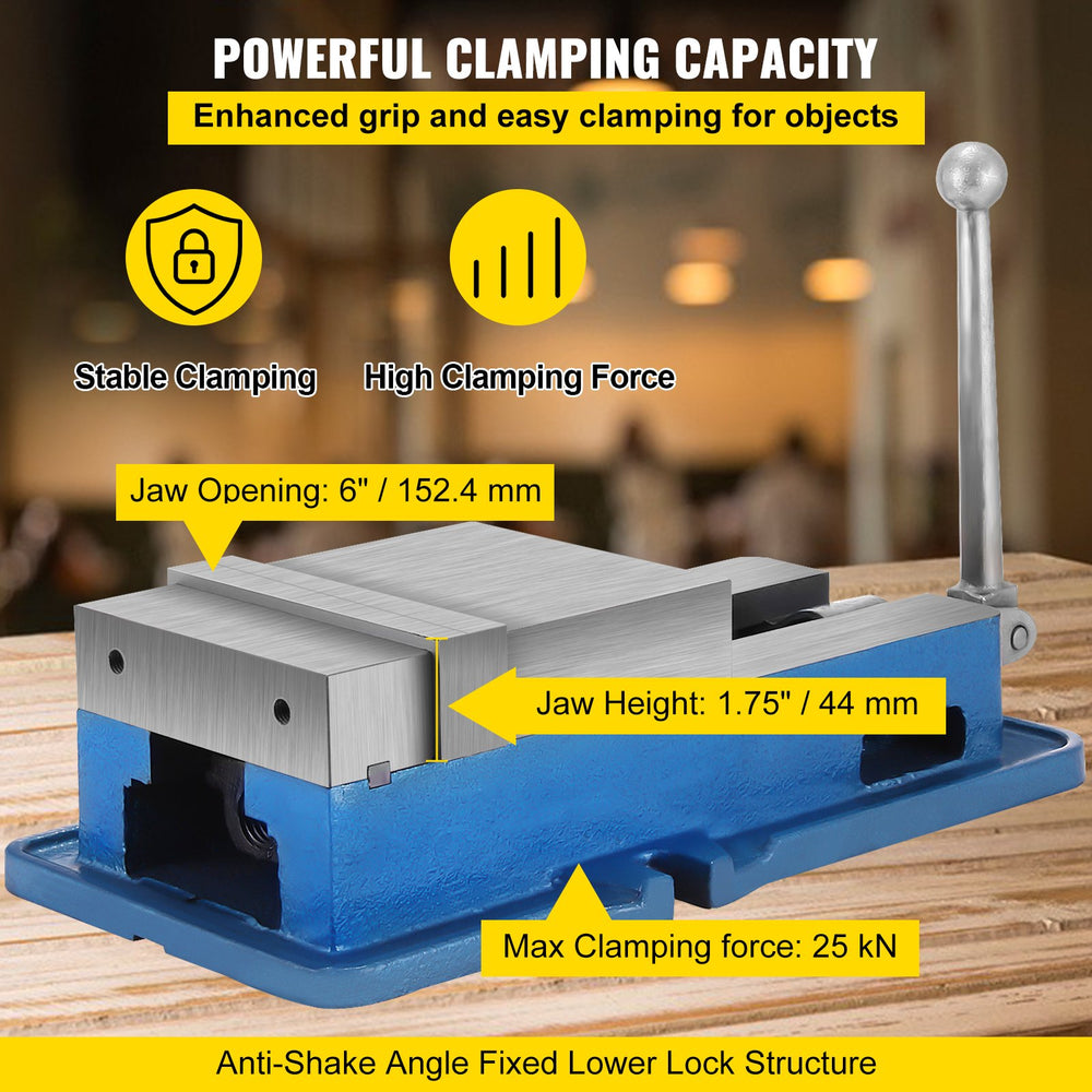 VEVOR 15.2 cm Powerful Precise Clamping Vice, 26.9 kg Vice Machine Vice Precision Vice Accessory Set, 4.4 cm Jaw Precise Clamping Lock Table Vice
