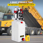 VEVOR 6 Quart Hydraulic Power Unit Single Acting Hydraulic Pump Dump Trailer 12V DC with 6L Metal Reservoir Hydraulic Power Pack for Car Lifting