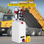 VEVOR 6 Quart Hydraulic Power Unit Single Acting Hydraulic Pump Dump Trailer 12V DC with 6L Metal Reservoir Hydraulic Power Pack for Car Lifting