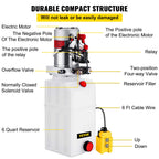 VEVOR 6 Quart Hydraulic Power Unit Single Acting Hydraulic Pump Dump Trailer 12V DC with 6L Metal Reservoir Hydraulic Power Pack for Car Lifting