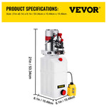 VEVOR 6 Quart Hydraulic Power Unit Single Acting Hydraulic Pump Dump Trailer 12V DC with 6L Metal Reservoir Hydraulic Power Pack for Car Lifting