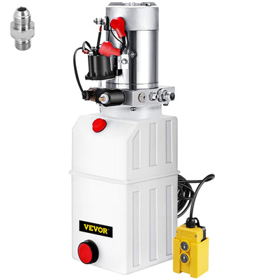 VEVOR 6 Quart Hydraulic Power Unit Single Acting Hydraulic Pump Dump Trailer 12V DC with 6L Metal Reservoir Hydraulic Power Pack for Car Lifting