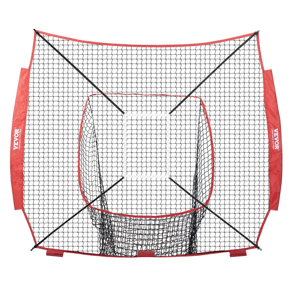 VEVOR 7x7 ft Baseball Softball Practice Net, Portable Baseball Training Net for Hitting Batting Catching Pitching, Backstop Baseball Equipment Training Aids with Strike Zone (Net Only)