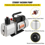 VEVOR 483 L/min(8 CFM) Two-Stage Rotary Vane Professional Vacuum Pump 15 Micron 559W(3/4 HP)