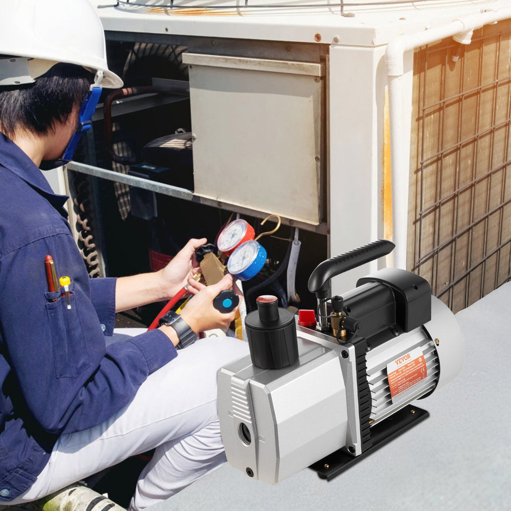 VEVOR 483 L/min(8 CFM) Two-Stage Rotary Vane Professional Vacuum Pump 15 Micron 559W(3/4 HP)