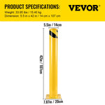 VEVOR Safety Bollard, 42 Inch Height Bollard Post, 5.5 Inch Diameter Steel Pipe Safety Bollard Post, Yellow Steel Bollard, Steel Safety Bollard with 8 Anchor Bolts, Perfect for Traffic-Sensitive Area